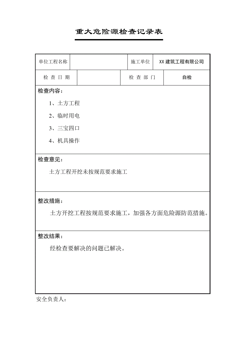 重大危险源安全检查记录表_第1页