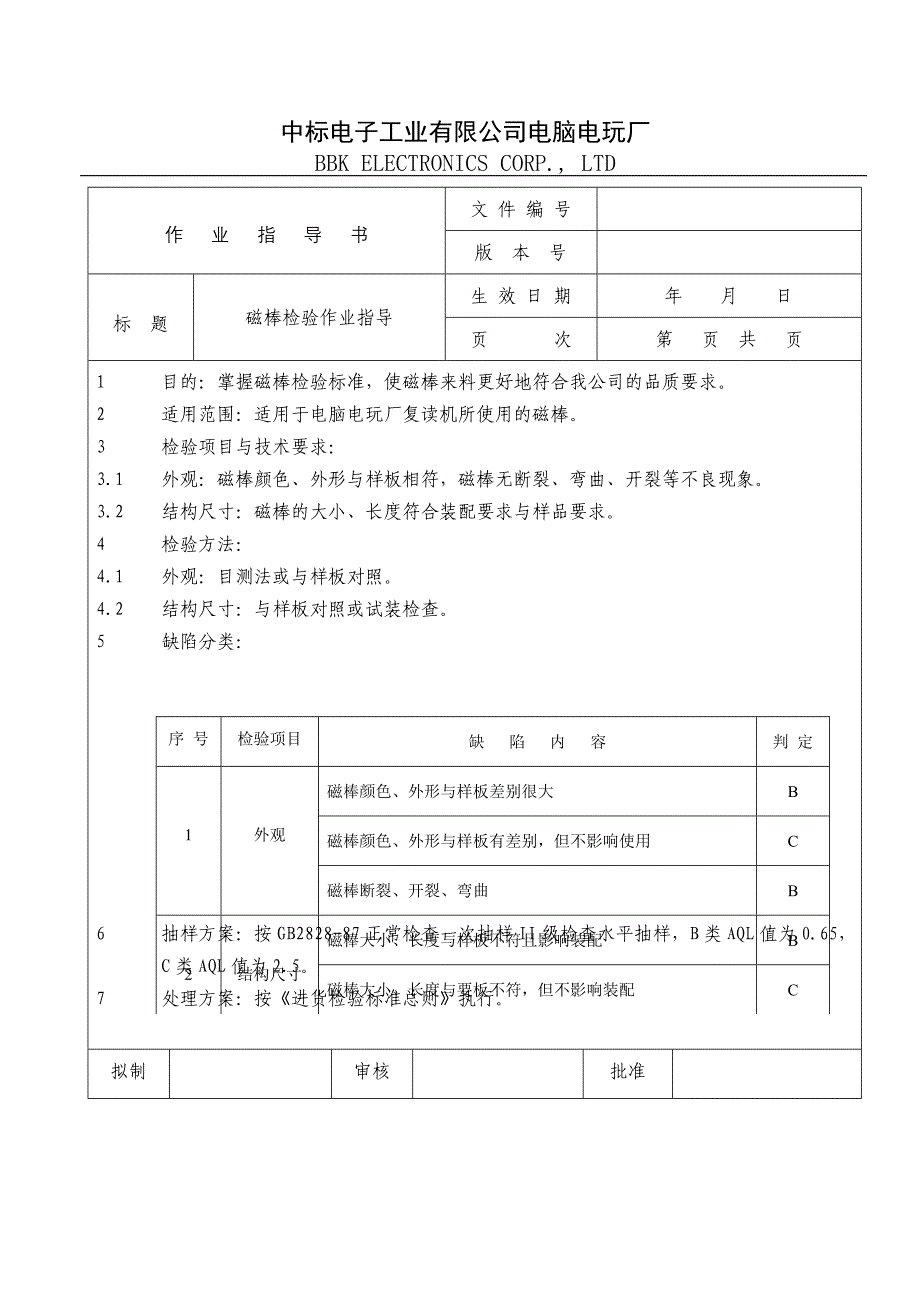 电子行业检验作业指导书(磁棒)_第2页