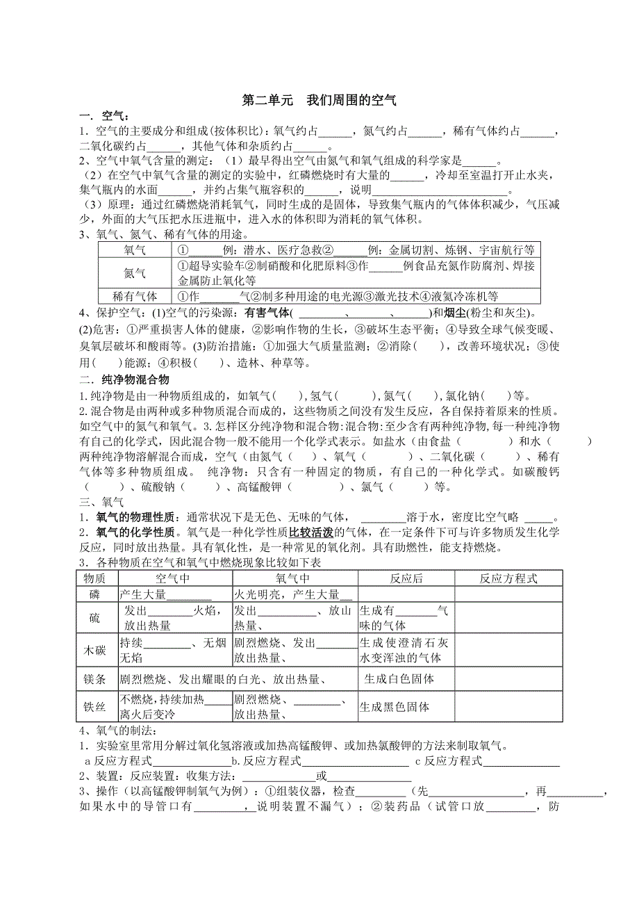 初三化学上学期复习学案_第3页