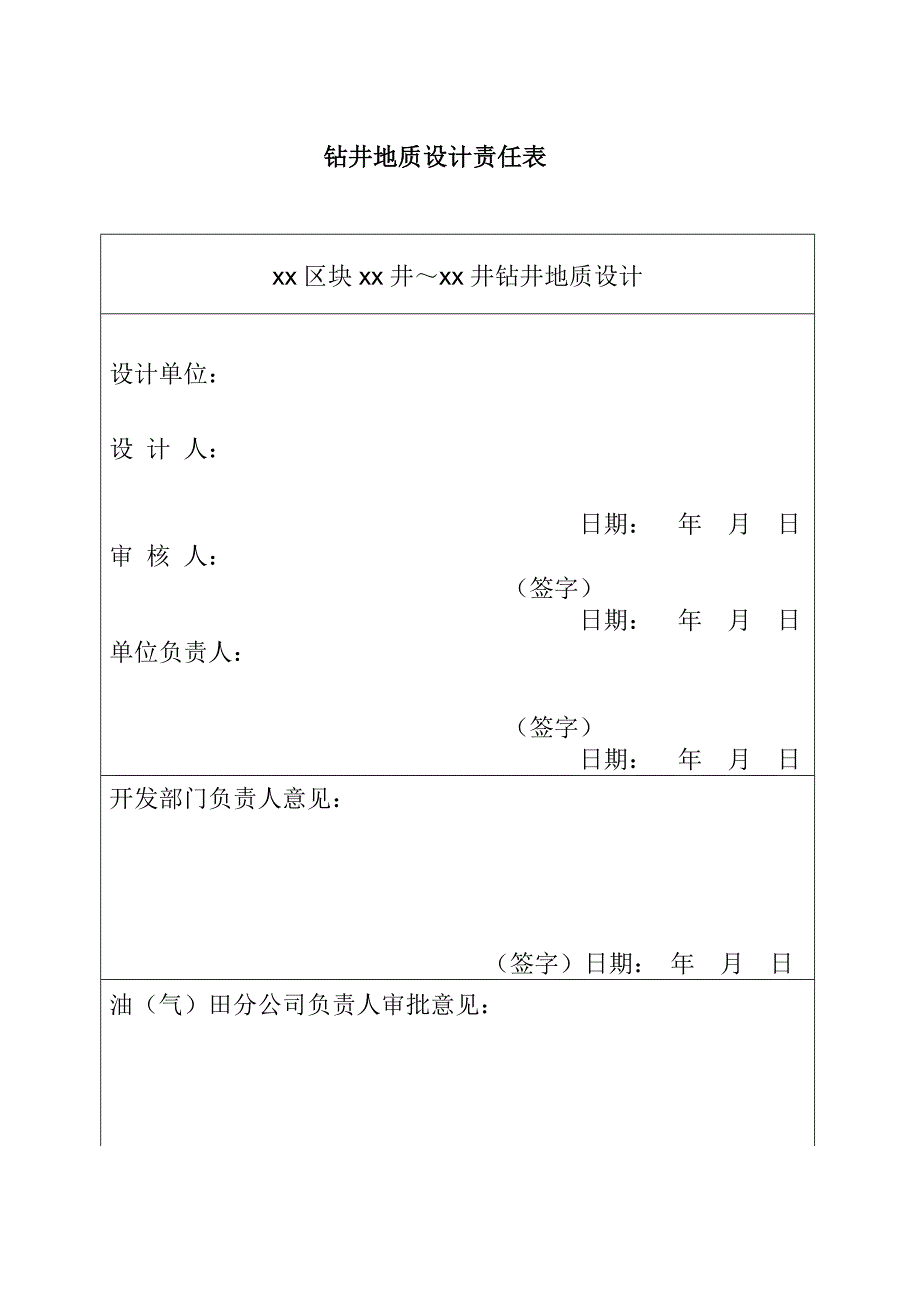 开发井(单井)钻井地质设计格式样本_第2页