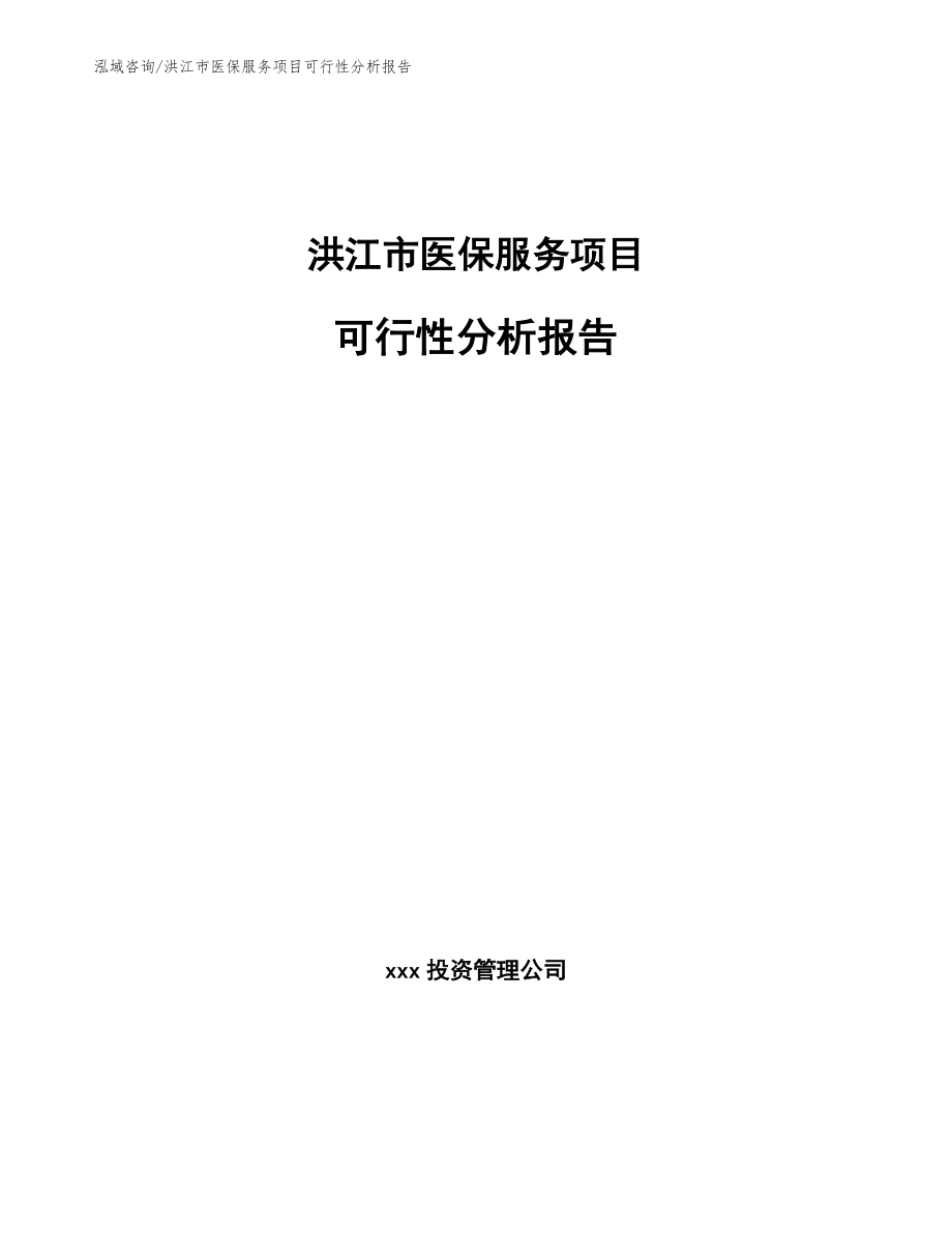 洪江市医保服务项目可行性分析报告_第1页