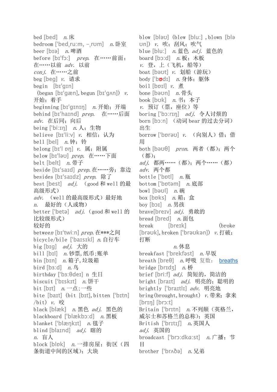 上海初中英语带音标词汇表_第3页