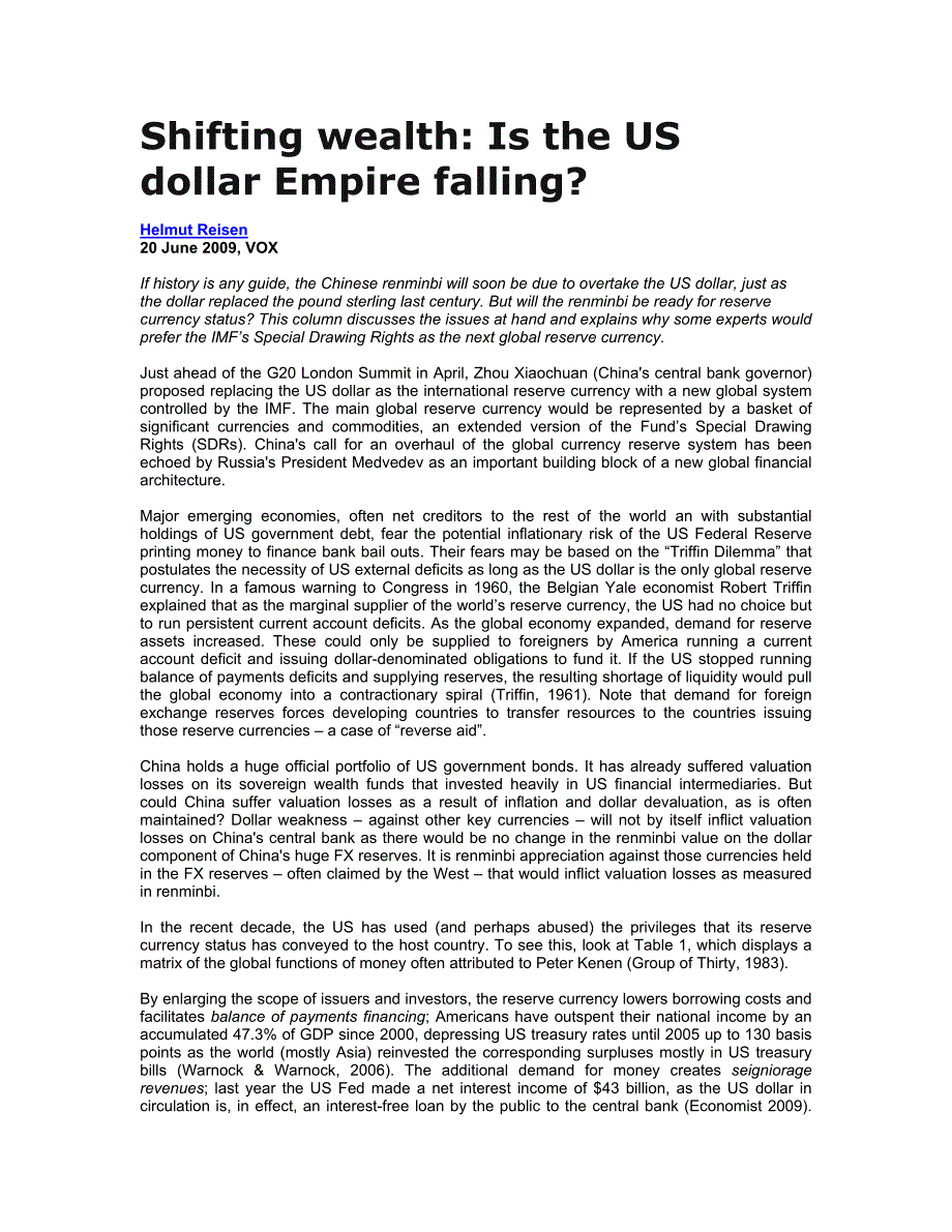 Shifting wealth Is the US dollar Empire falling_第1页