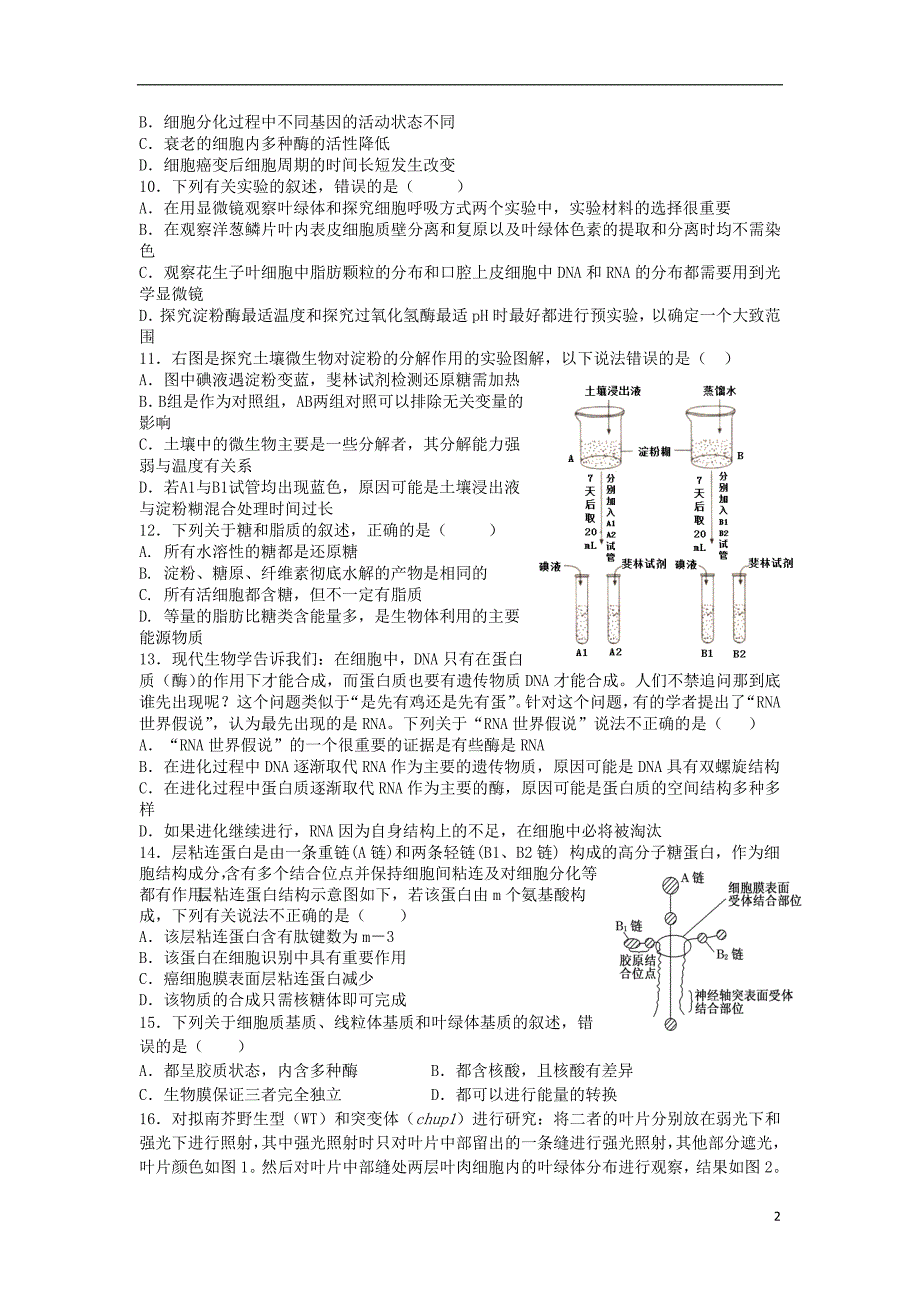 江西省师范大学附属中学2016届高三生物上学期第一次月考试题.doc_第2页