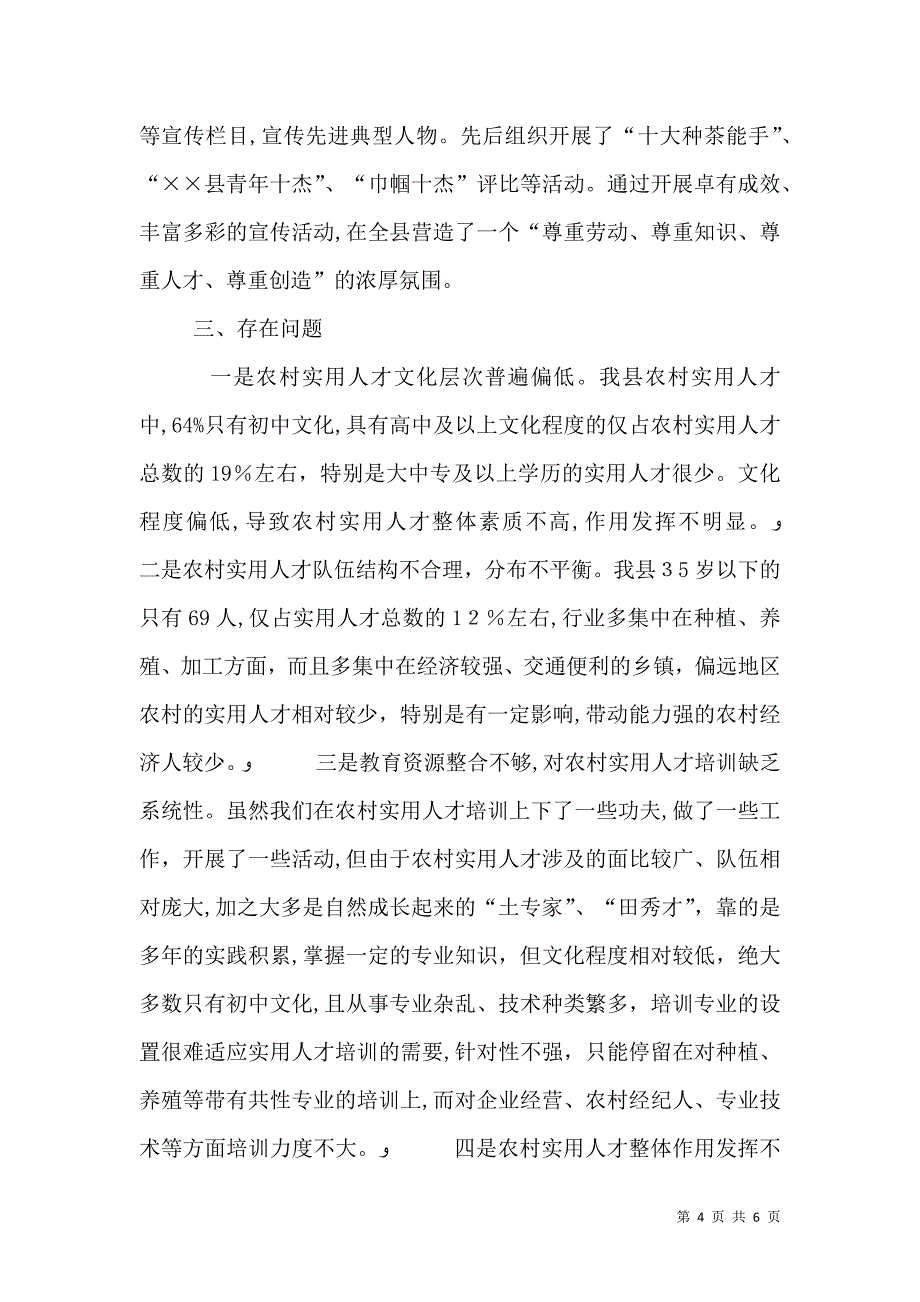 农村实用人才队伍建设调查报告_第4页