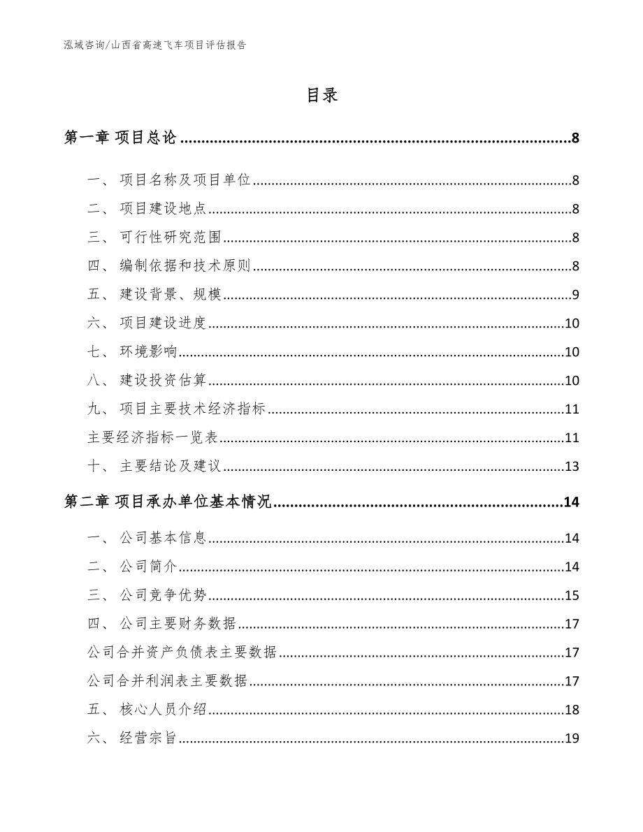 山西省高速飞车项目评估报告范文模板_第1页