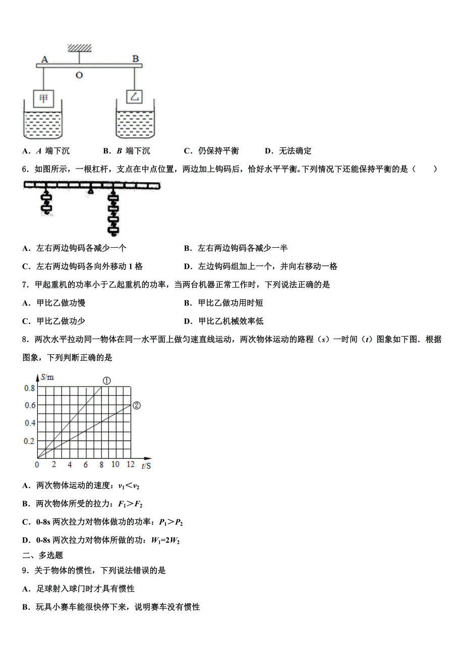 2023学年广东省深圳市文锦中学物理八下期末学业水平测试模拟试题（含解析）.doc_第2页