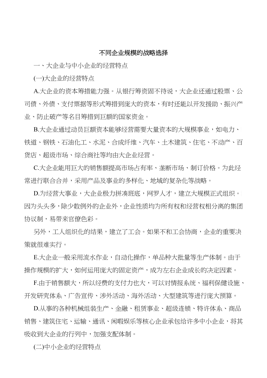 不同企业规模的战略选择(doc 41)_第1页