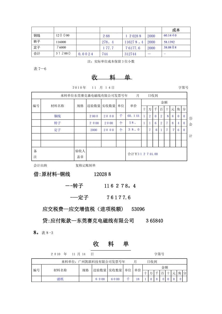 企业会计岗位实训答案-第二章购销存核算岗位_第5页