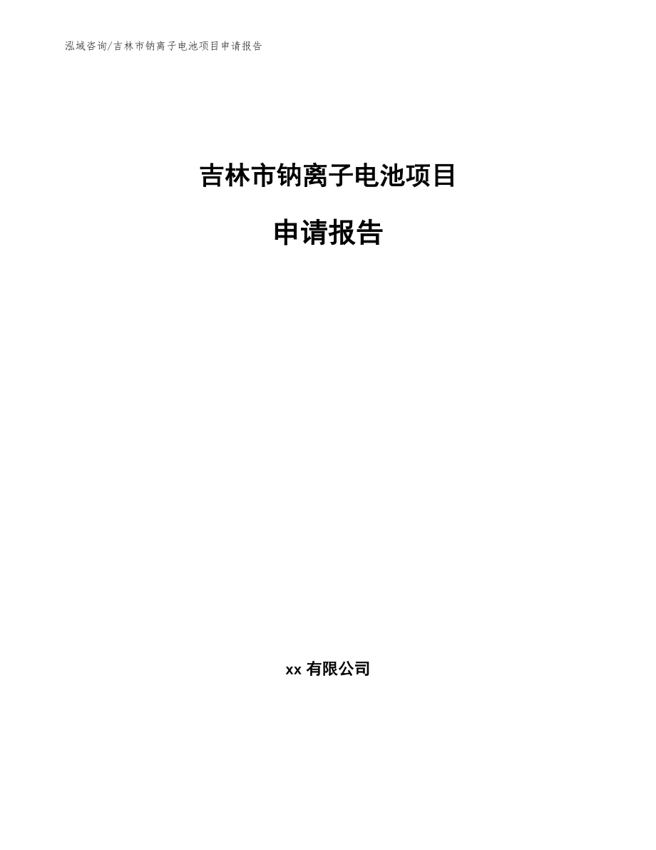 吉林市钠离子电池项目申请报告模板范本_第1页