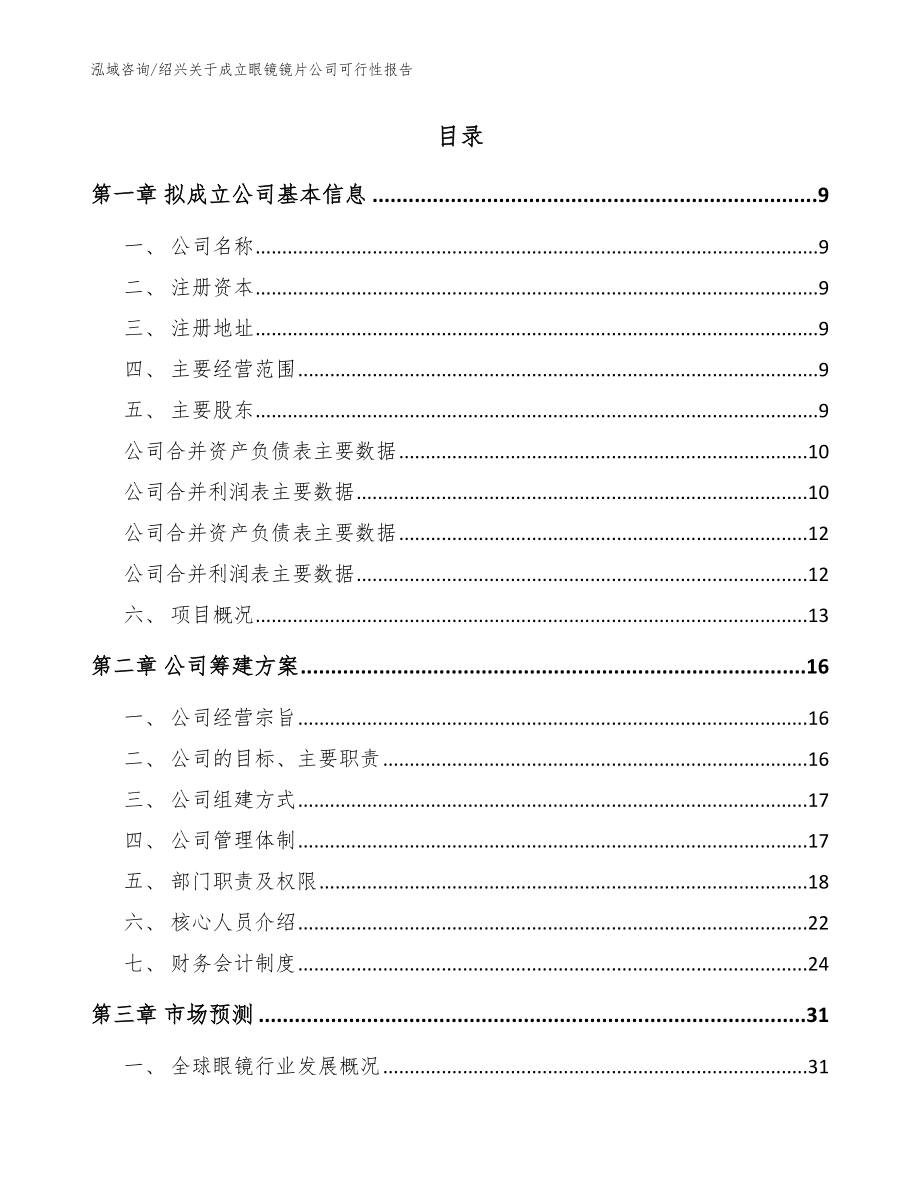 绍兴关于成立眼镜镜片公司可行性报告_模板范文_第2页