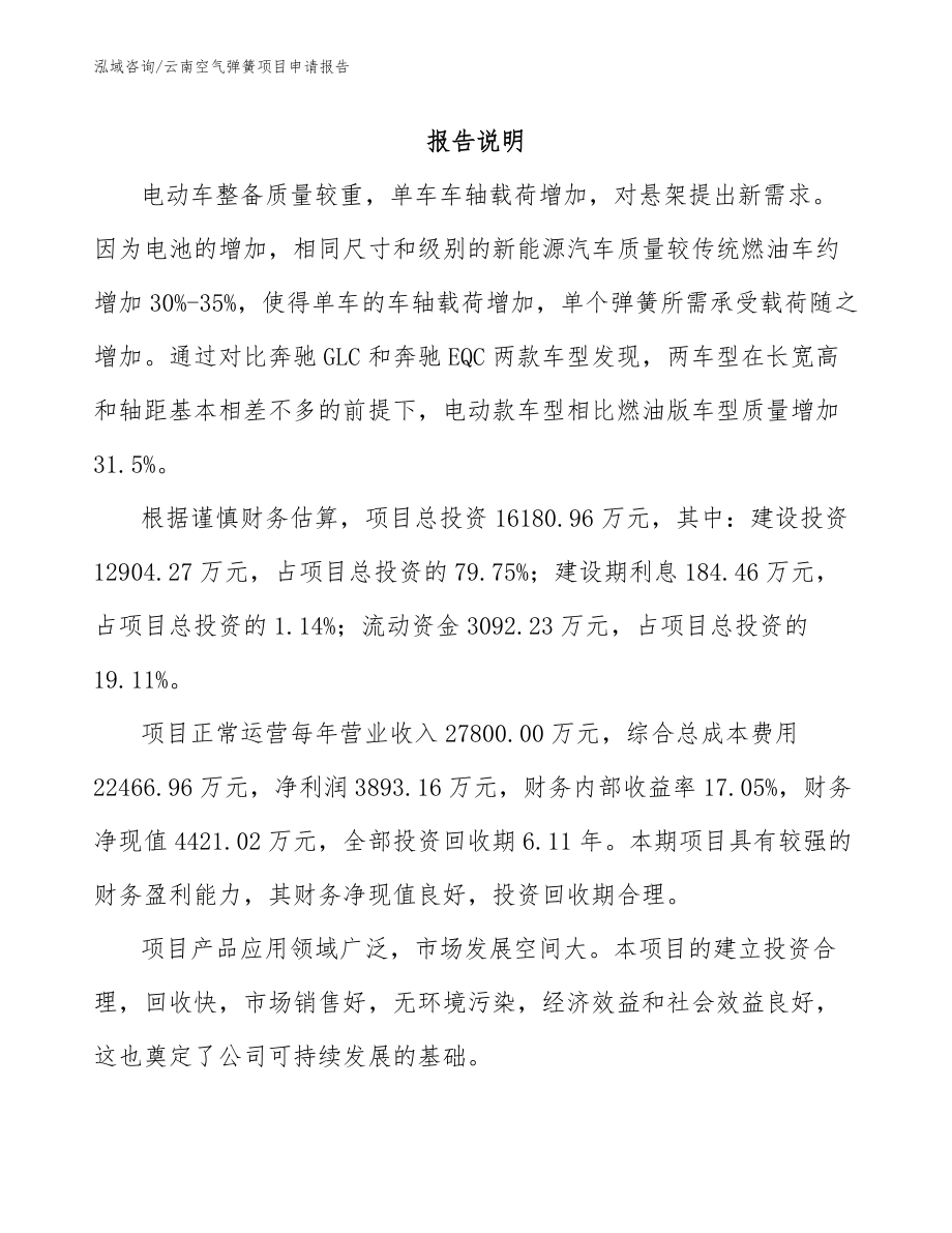 云南空气弹簧项目申请报告（范文）_第2页