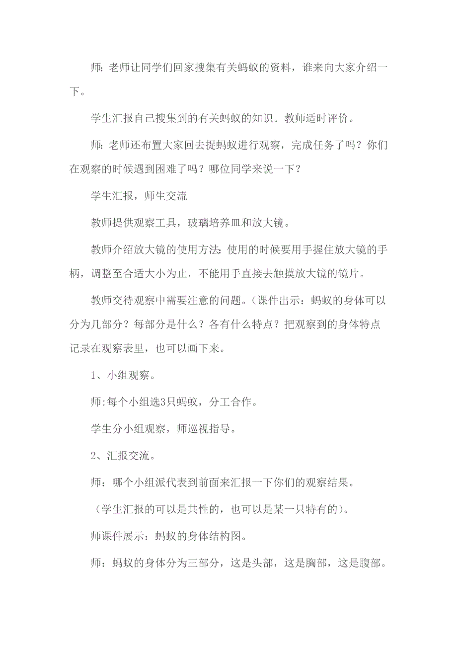 青岛版小学科学三年级下册19、《蚂蚁》精品教案_第3页