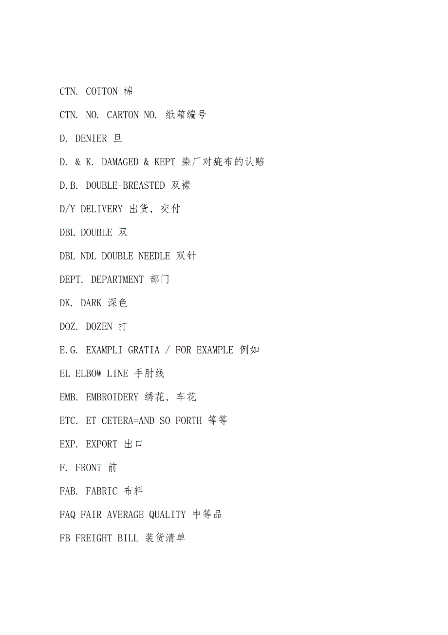 服装行业英语中的缩写表达-外贸英语.docx_第3页