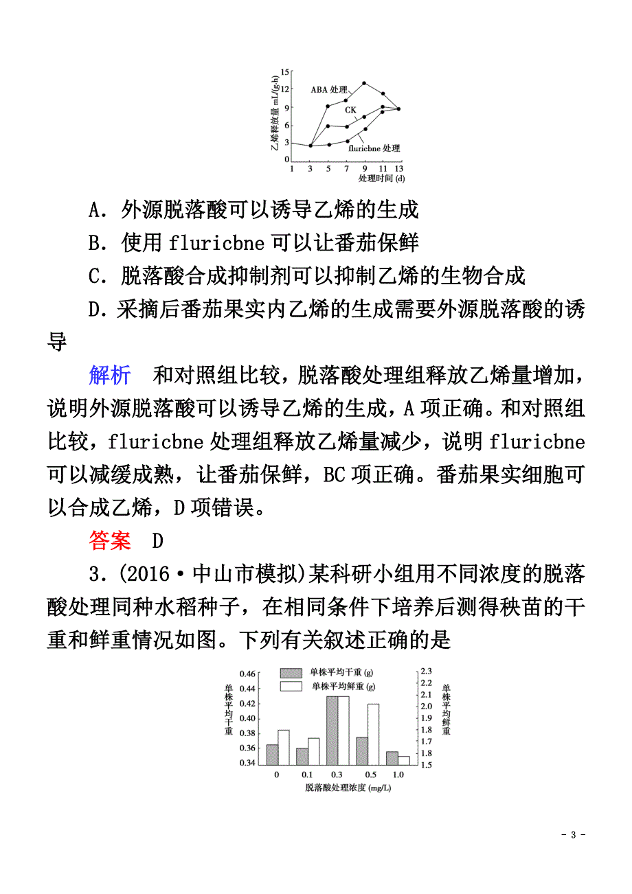 2021届高考生物二轮复习专题辅导与训练第一部分专题整合篇专题七植物的激素调节_第3页