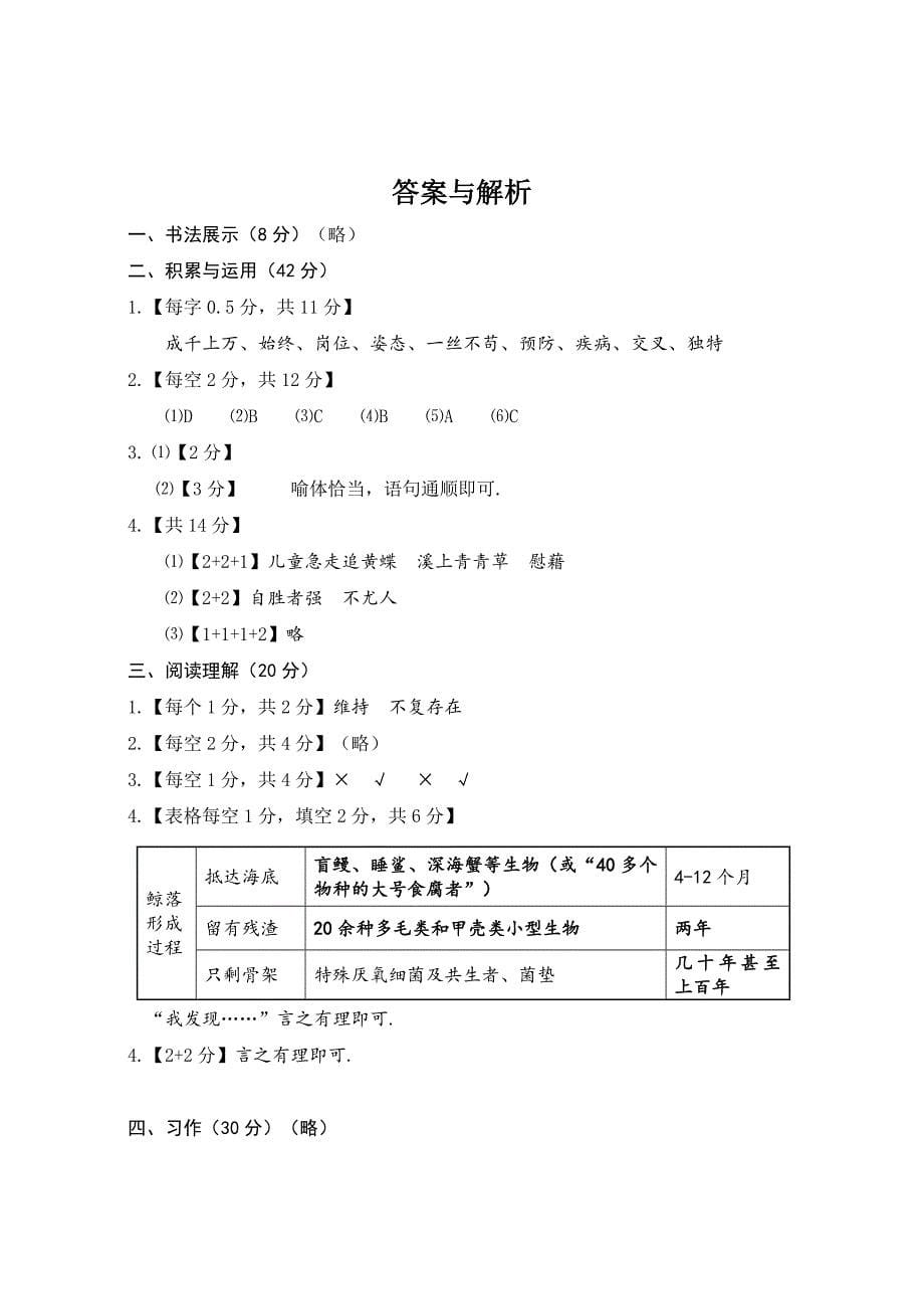 【部编版】语文四年级下册《期末检测题》带答案_第5页