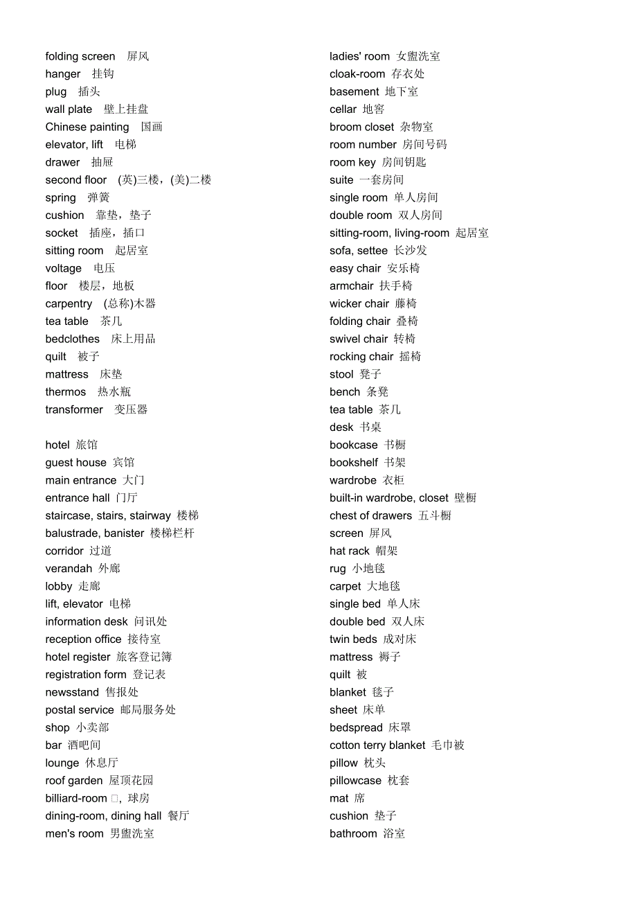 酒店英语词汇.doc_第2页
