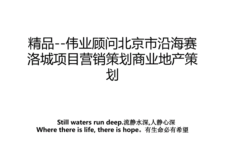 精品--伟业顾问北京市沿海赛洛城项目营销策划商业地产策划_第1页