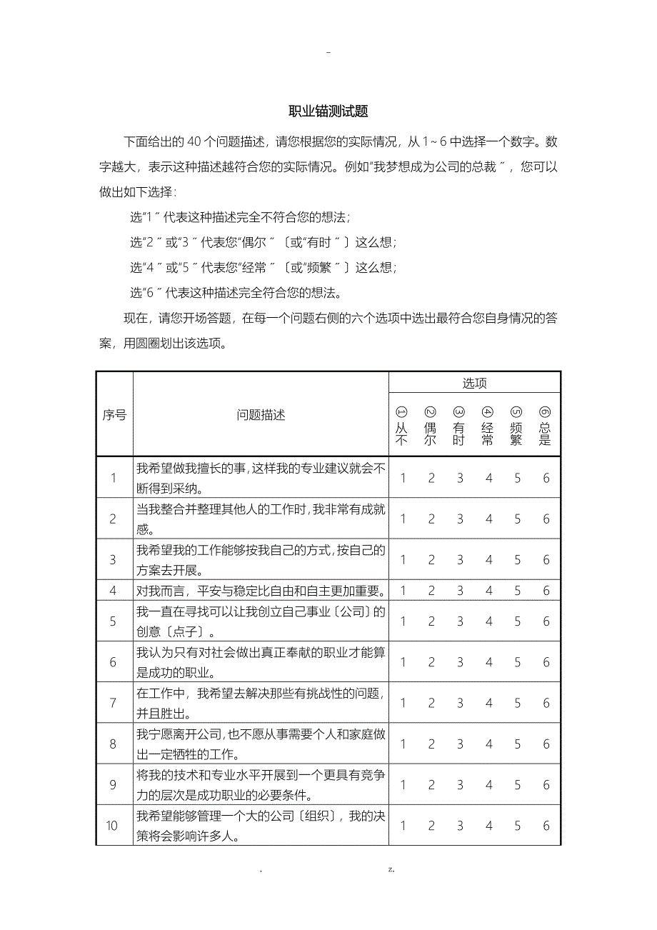 附录3施恩职业锚测试及解释_第1页