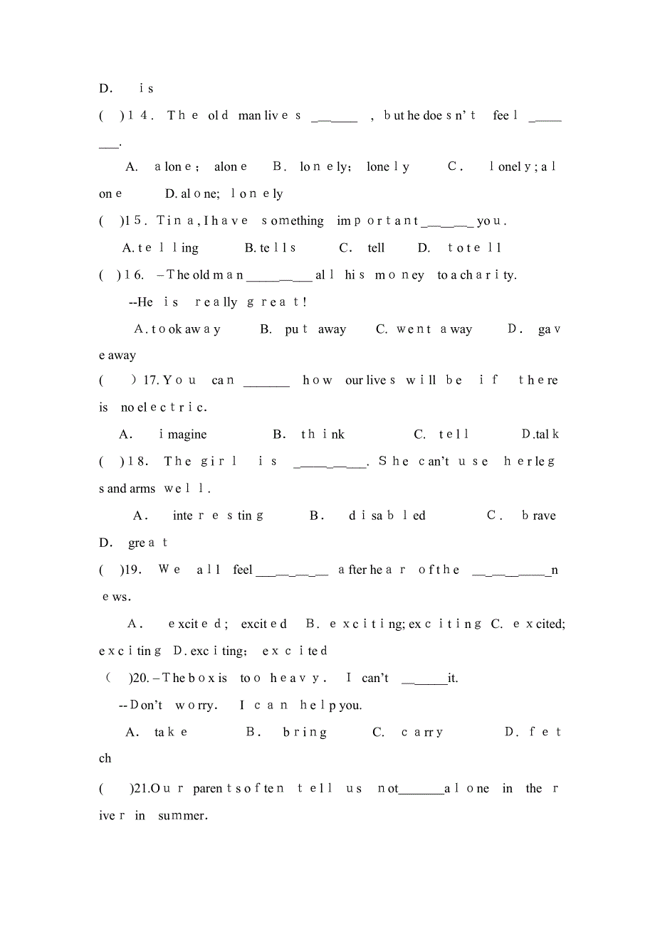 八年级英语下册Unit2基础题测试_第3页