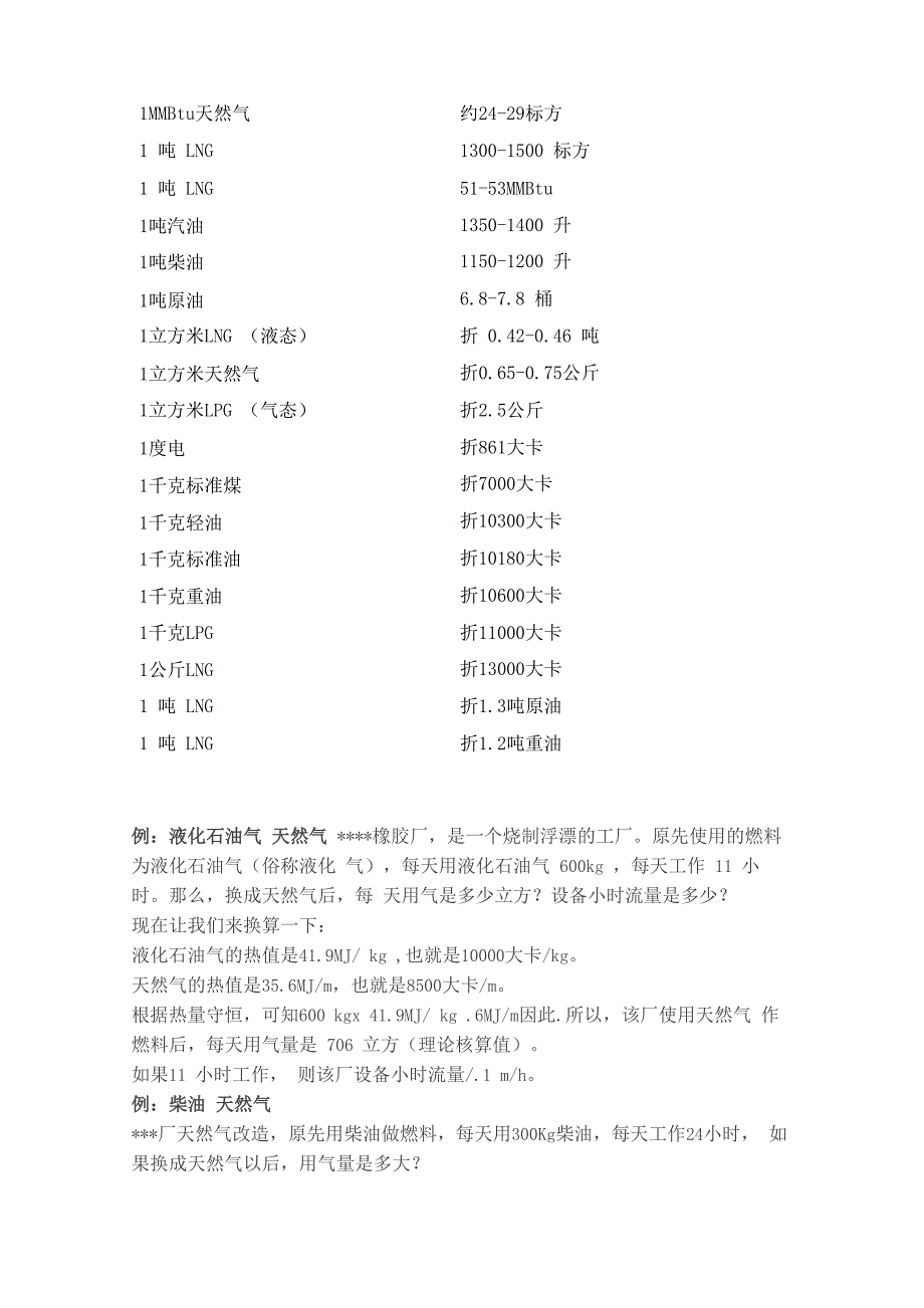 天然气综合换算表_第4页