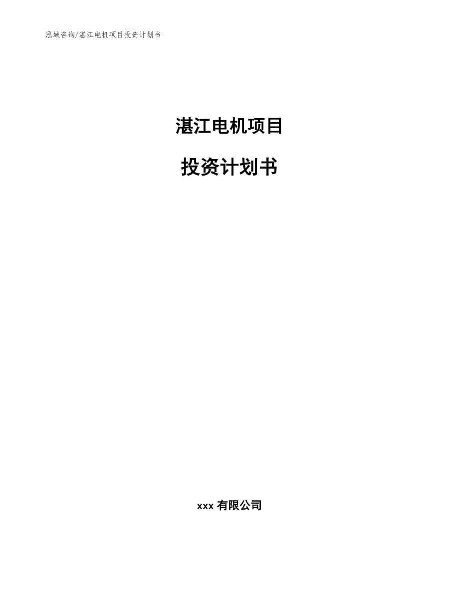 湛江电机项目投资计划书_模板范本_第1页