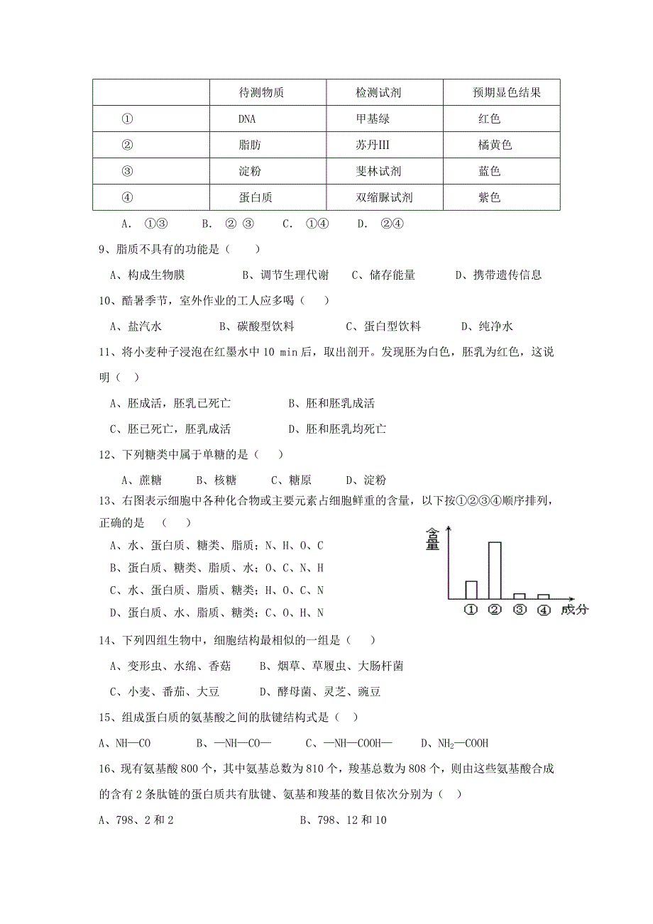 2022年高一生物12月联考新人教版_第2页