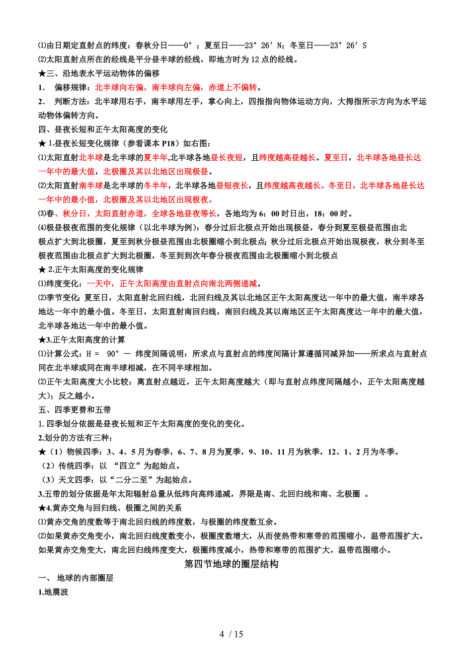 人教版高一地理必修一知识点总结87664_第4页