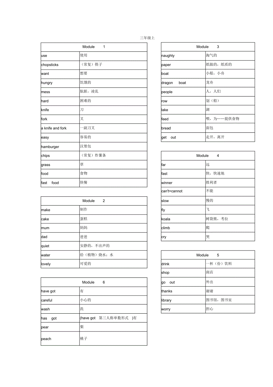 外研社英语(一年级起点)三年级上下单词_第1页