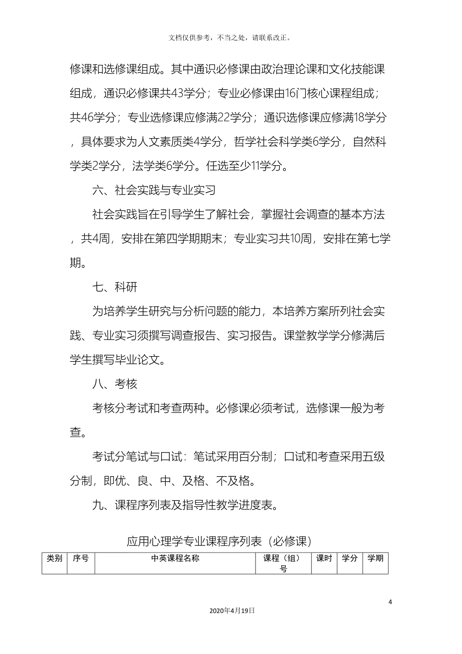 应用心理学专业本科培养方案_第4页