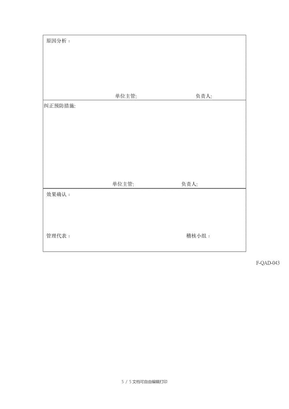 纠正与预防措施报告（表格模板doc格式）_第5页