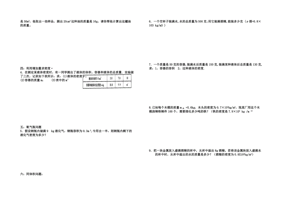 初二物理质量和密度计算题精选_第4页