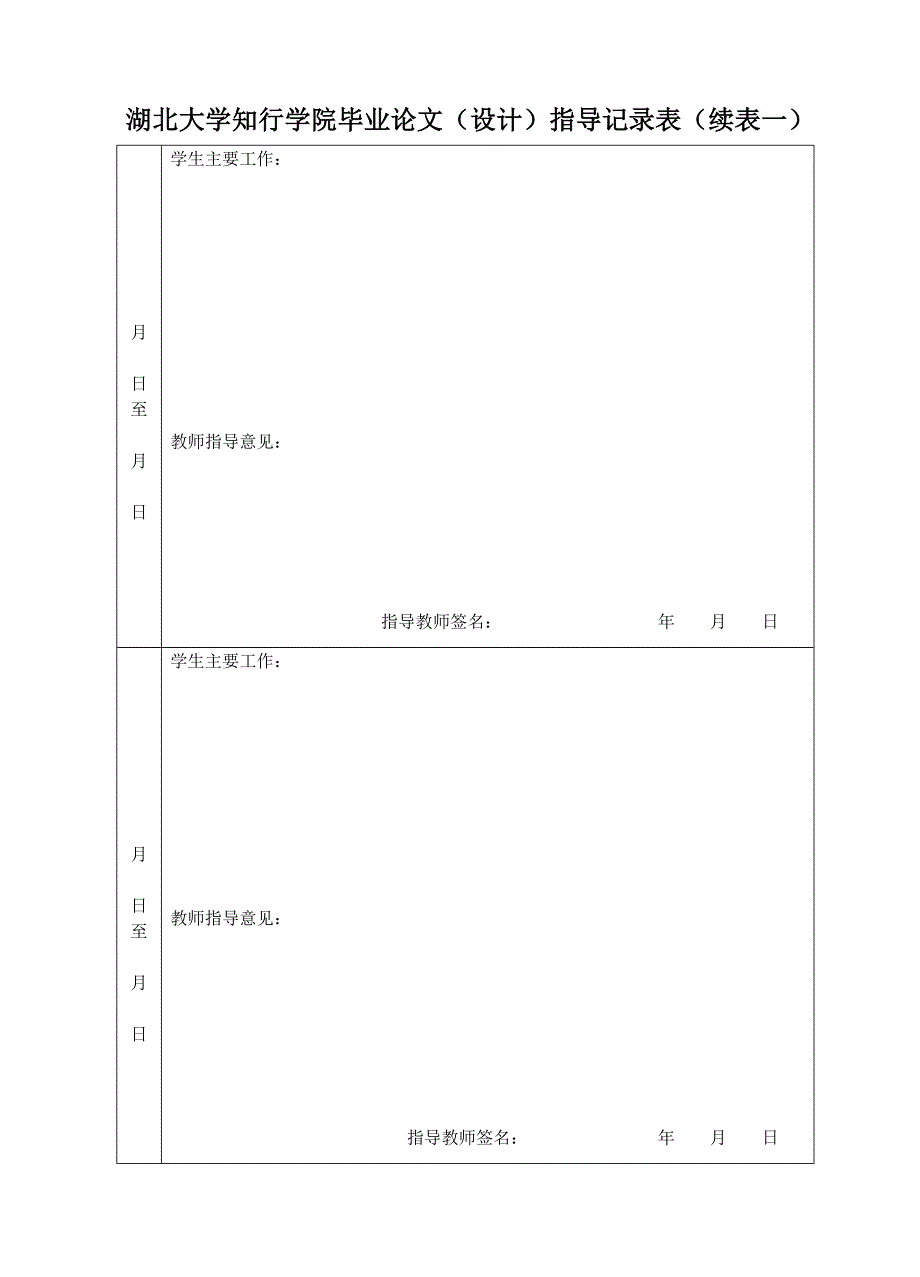 湖北大学知行学院毕业论文（设计）指导记录表.doc_第2页