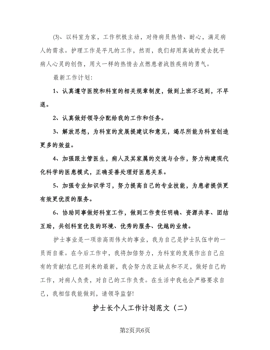 护士长个人工作计划范文（2篇）.doc_第2页