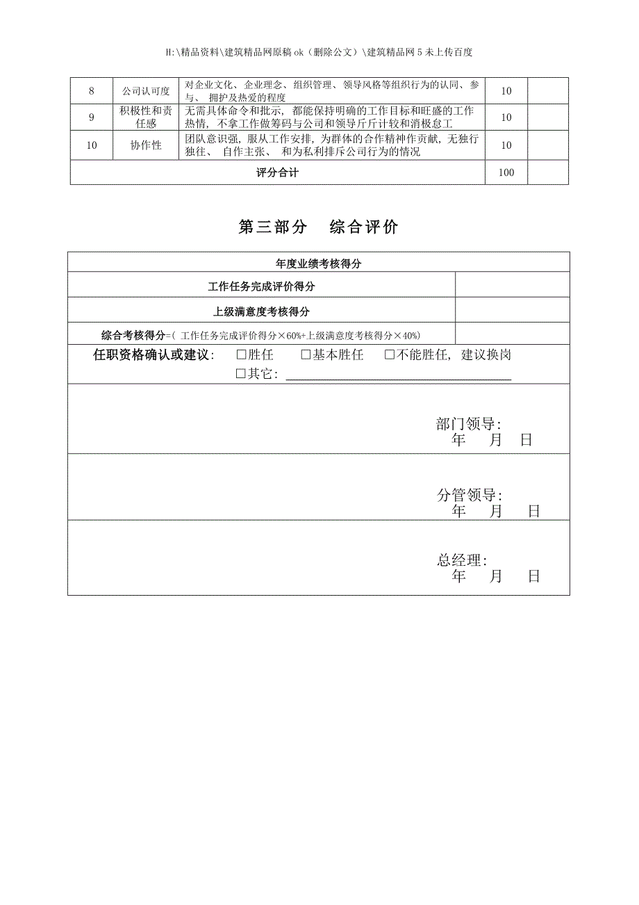 生产企业生产部经理助理绩效考核表.doc_第4页