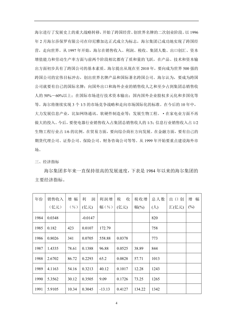 海尔集团企业文化和经营理念调研报告_第4页