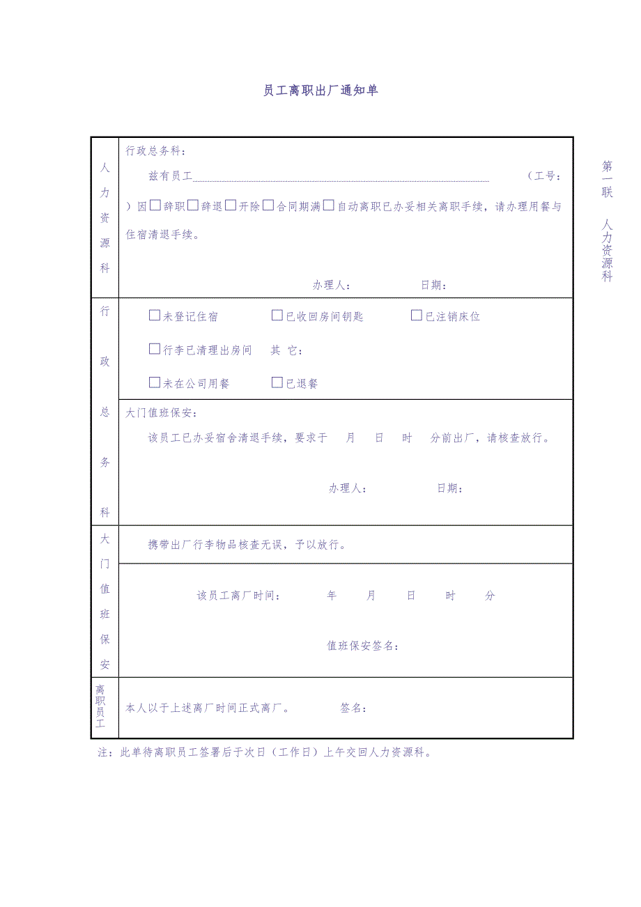 员工离职出厂通知单-模板（天选打工人）.docx_第1页