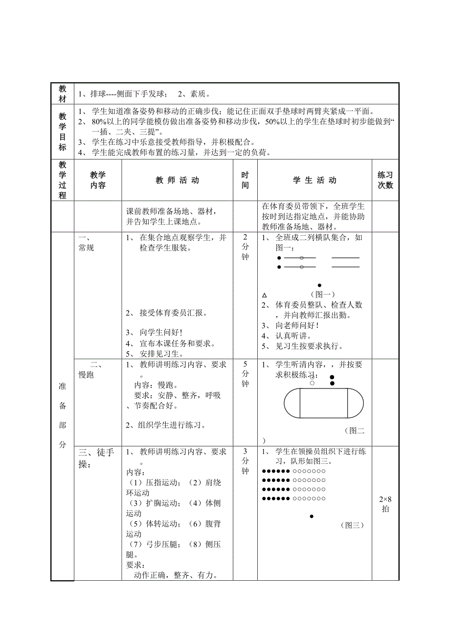 材1、排球----侧面下手发球； 2、素质教_第1页