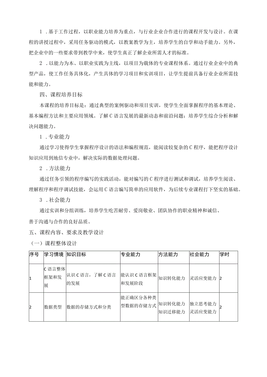 《程序设计基础》课程标准_第2页