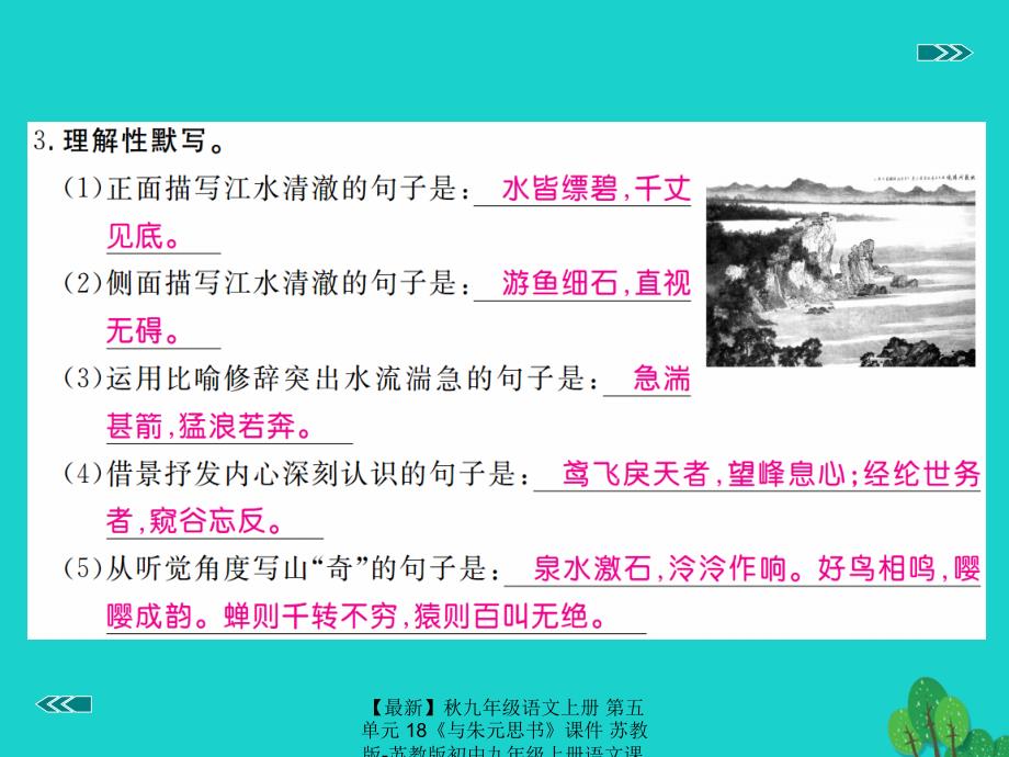 最新九年级语文上册第五单元18与朱元思书课件苏教版苏教版初中九年级上册语文课件_第4页