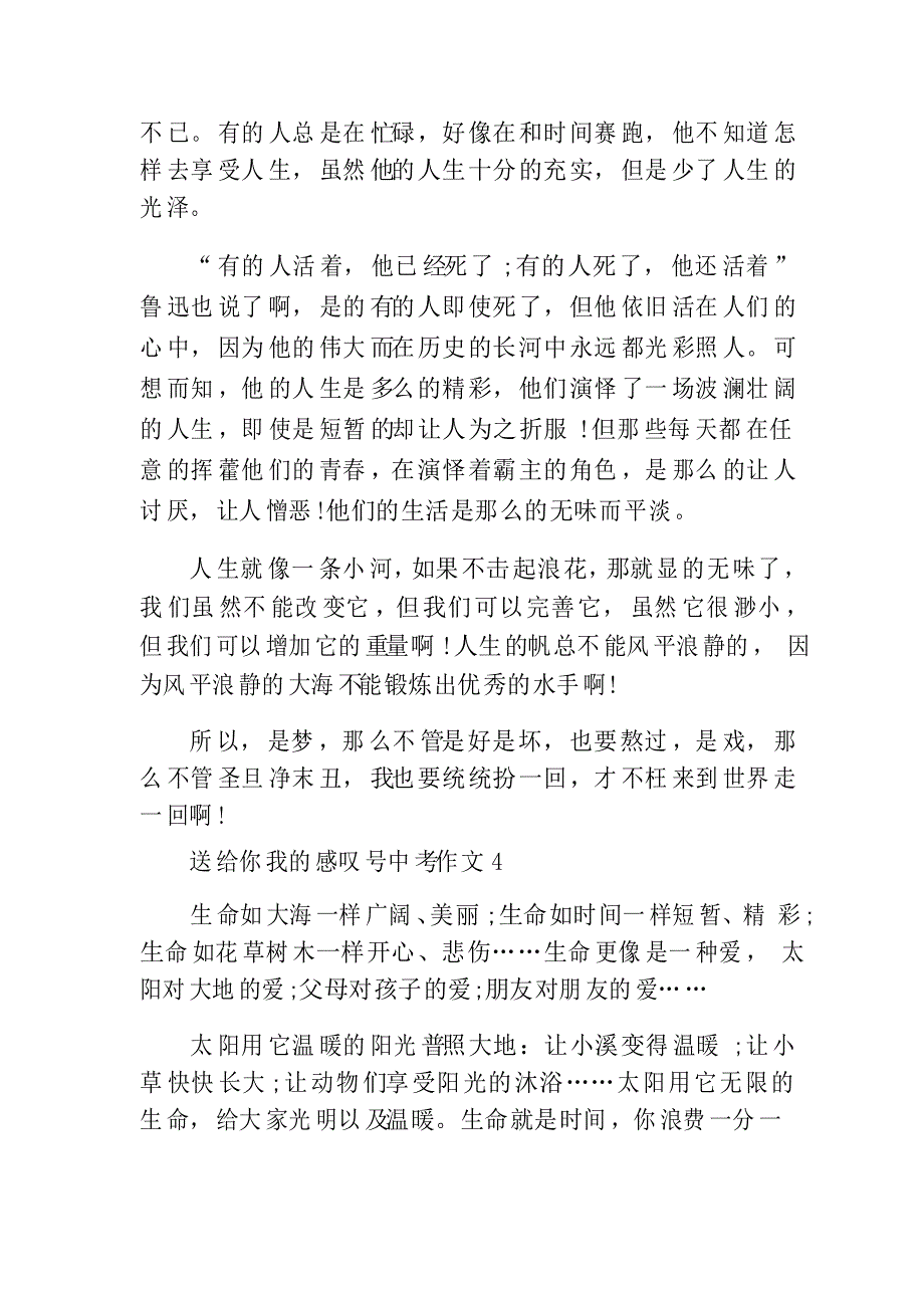 送给你我的感叹号2021中考满分作文_第4页