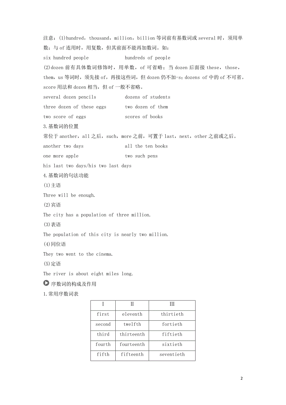 2019高考英语 语法突破四大篇 第三部分 专题4 数词讲义_第2页