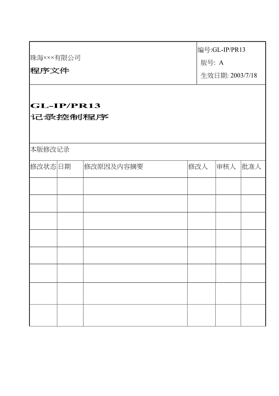 GL-IPPR-13对相关环境行为施加影响控制程序_第1页