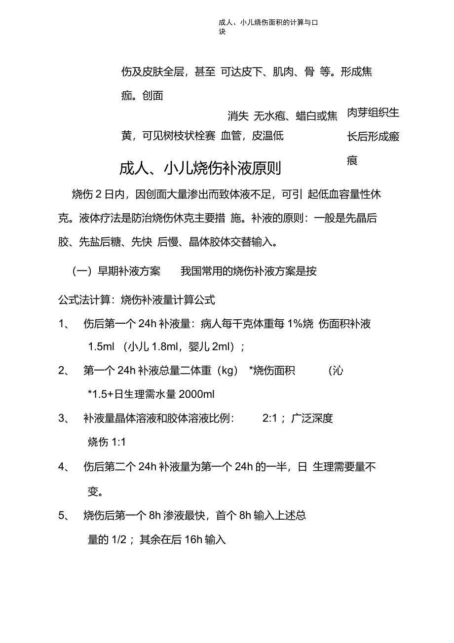 成人、小儿烧伤面积的计算与口诀_第3页