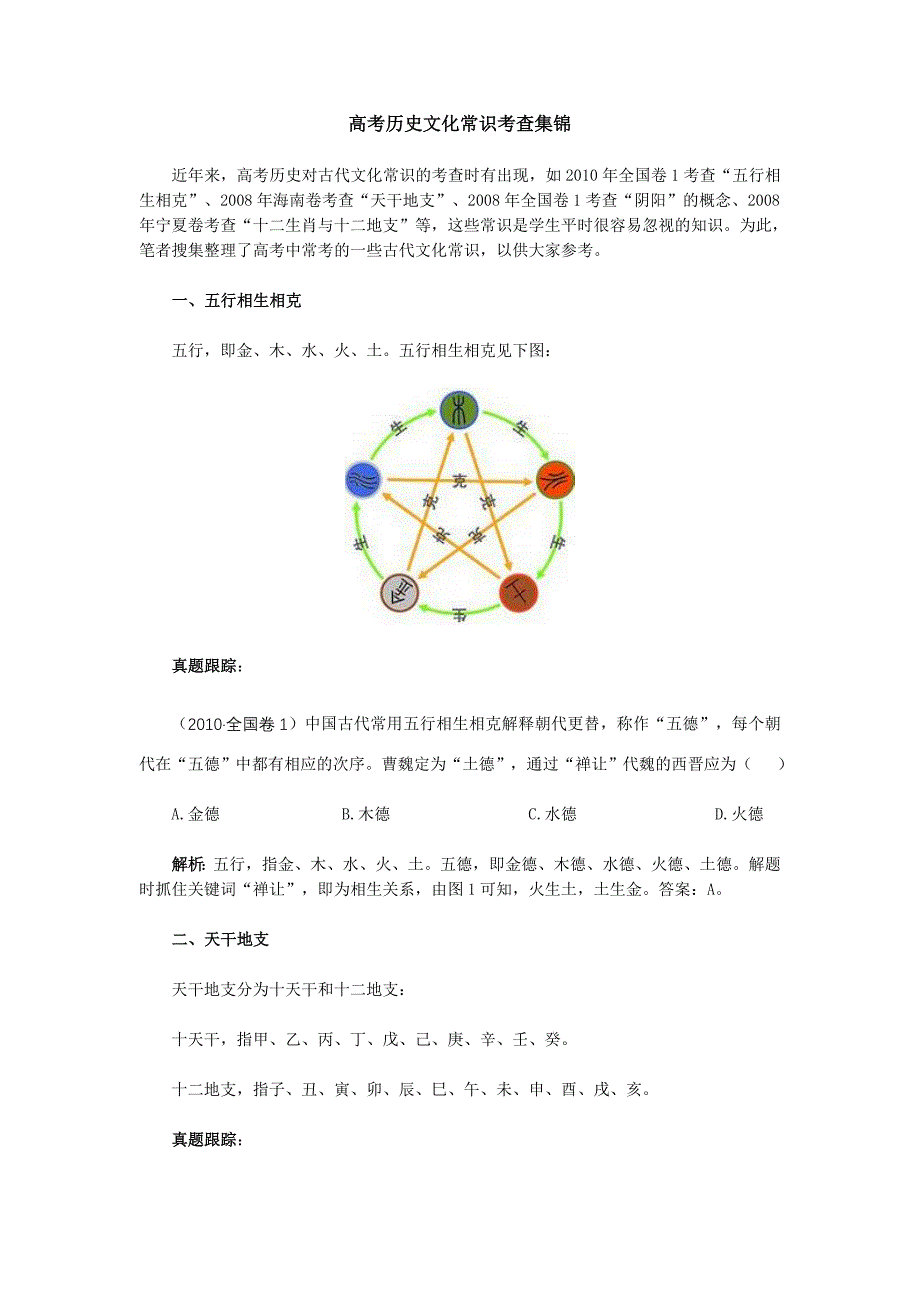 高考历史文化常识考查集锦.doc_第1页
