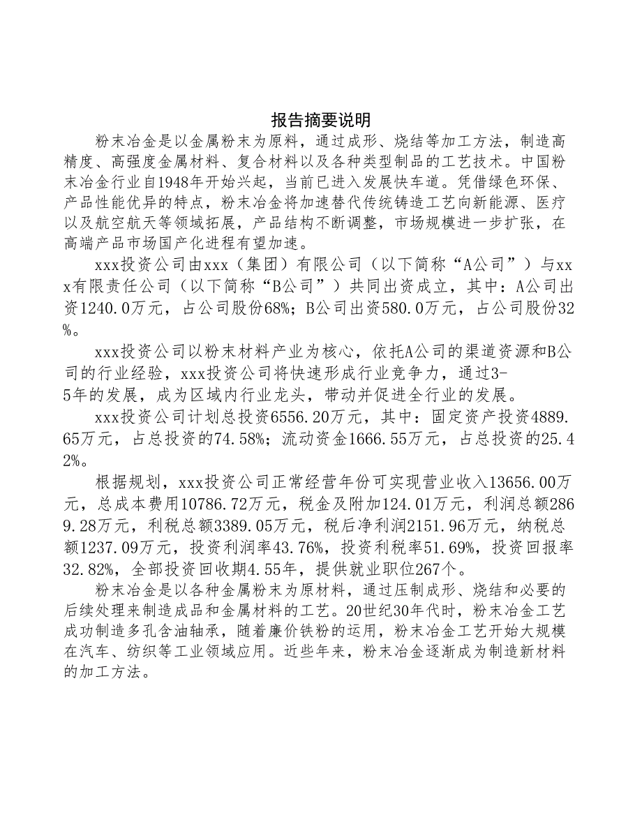 某关于成立粉末材料生产加工公司报告(DOC 46页)_第2页