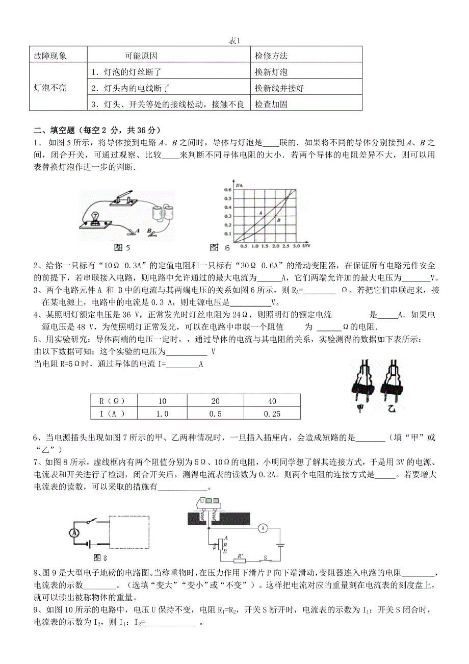 实验中学《第七章欧姆定律》专题训练题及解答_第2页