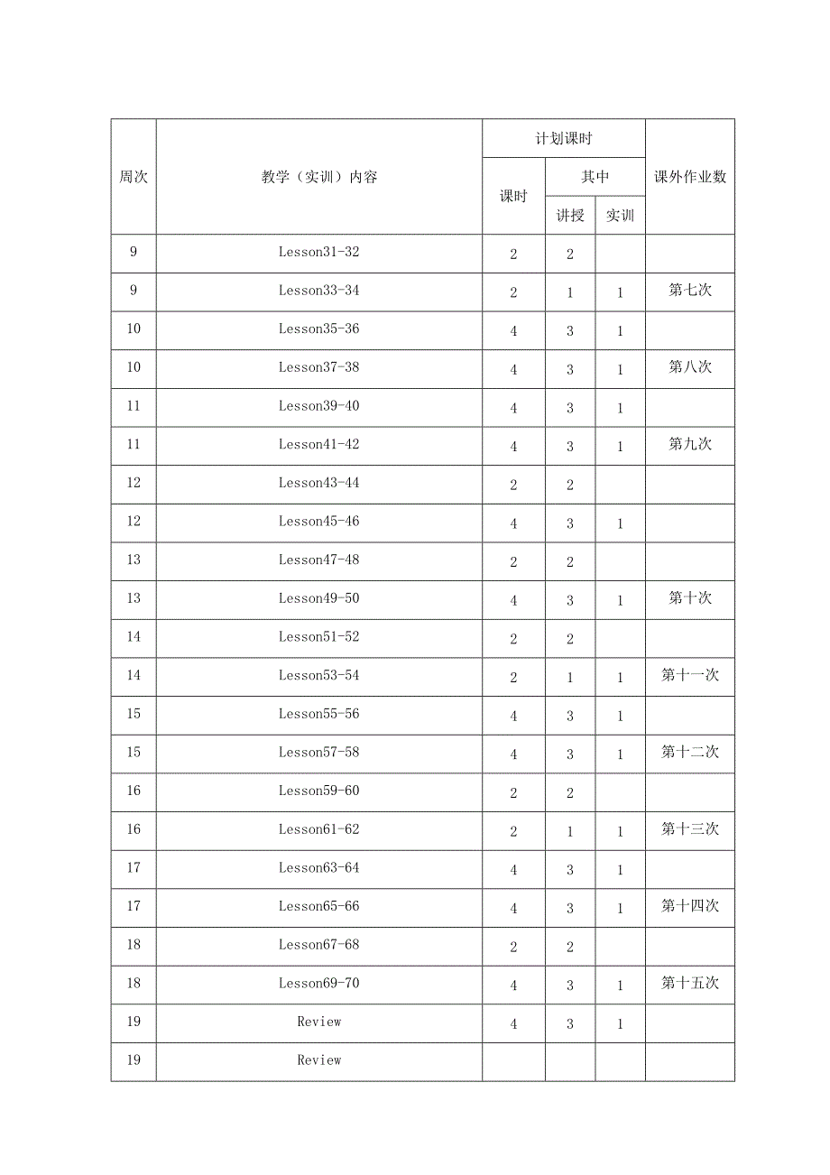 教学计划表新概念英语第一册_第2页