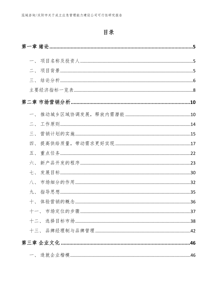 庆阳市关于成立应急管理能力建设公司可行性研究报告【模板范文】_第1页