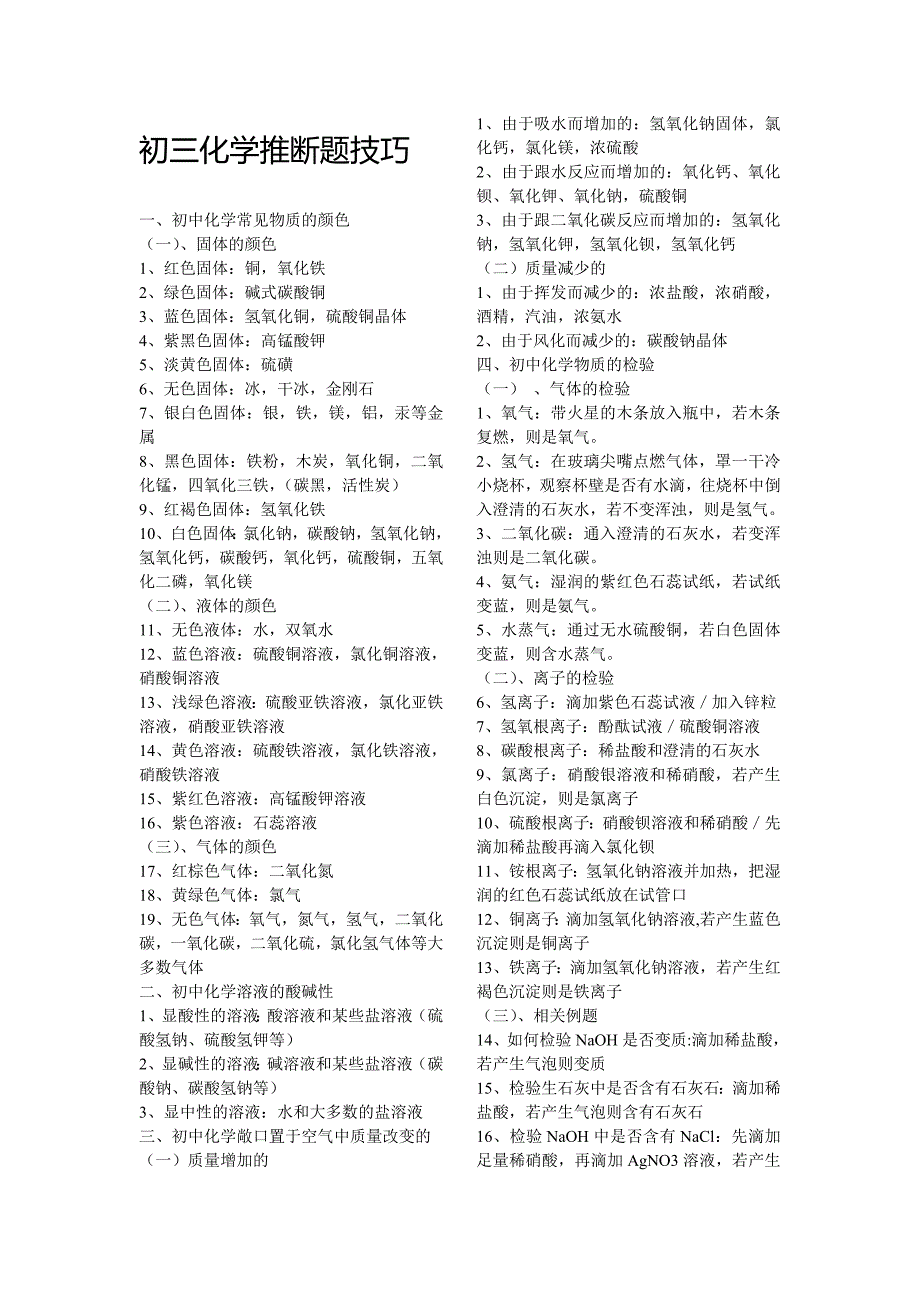 初三化学推断题技巧_第1页